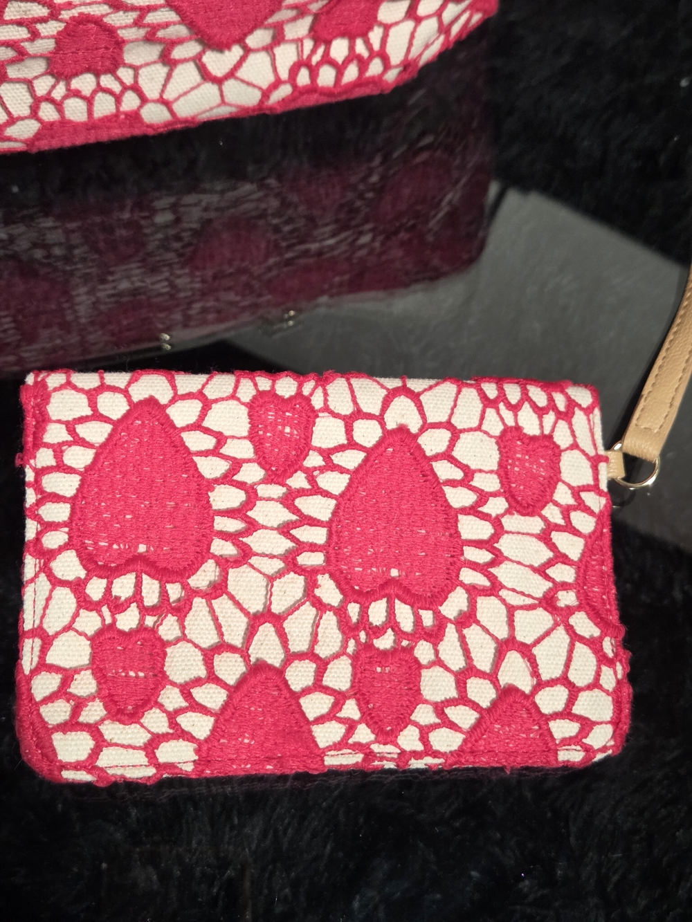 Betsey Johnson Lacey Heart Tote & Wristlet - Picture 13 of 14